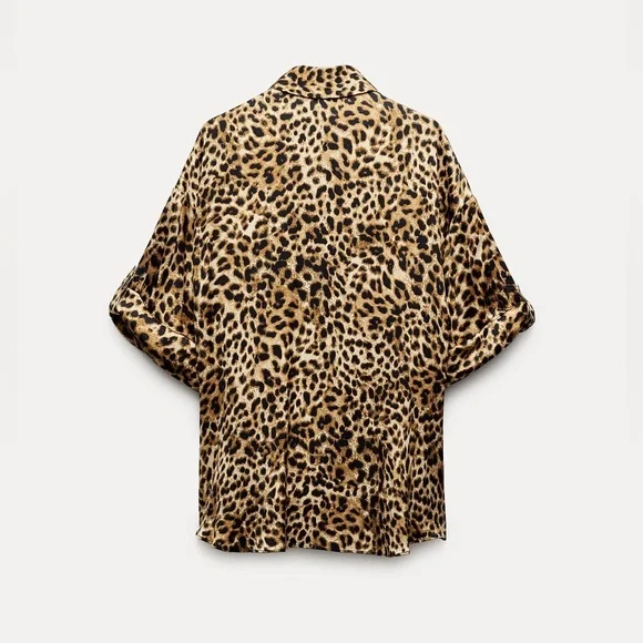 Zara ZW Collection Oversized Animal Print Boho Shirt Size XS - Picture 5 of 11